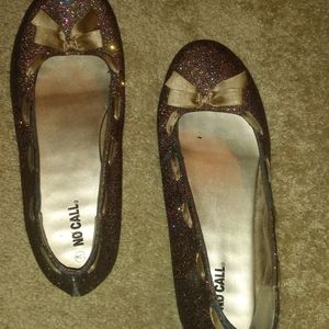 Sparkly bronze flats